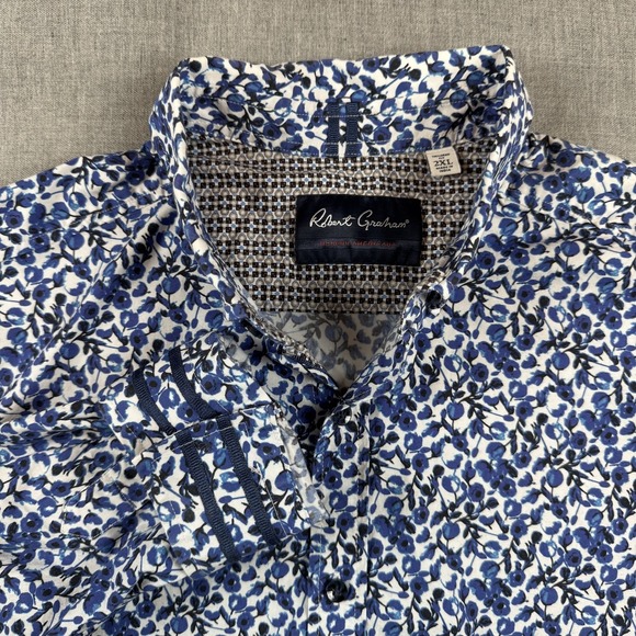 Robert Graham Other - Robert Graham Shirt Mens 2XL Blue White Floral Tailored Fit Modern Americana
